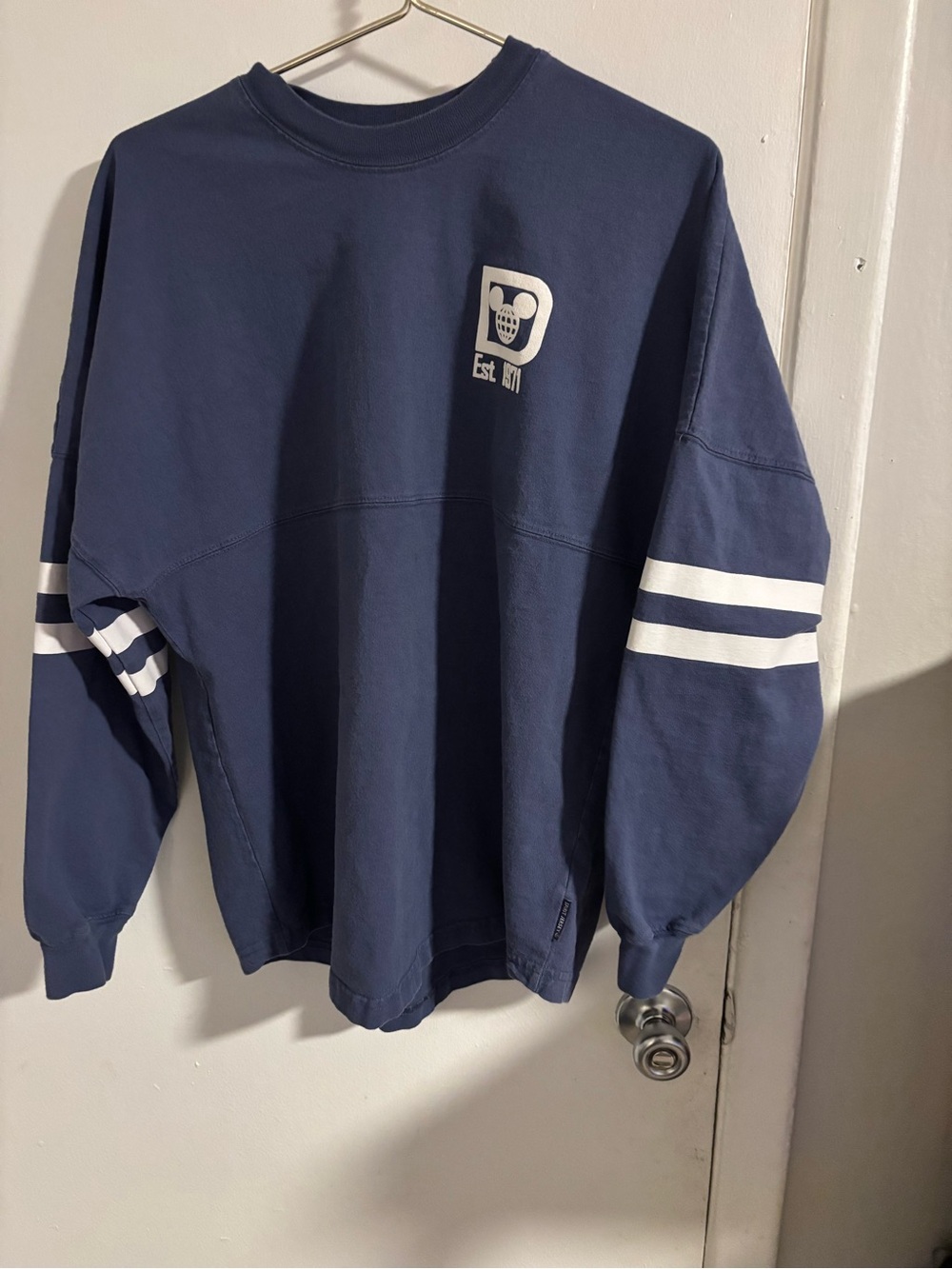 Disney Parks Spirit Jersey Blue Long Sleeve Mickey D Est 1971 Size Small
(1058)